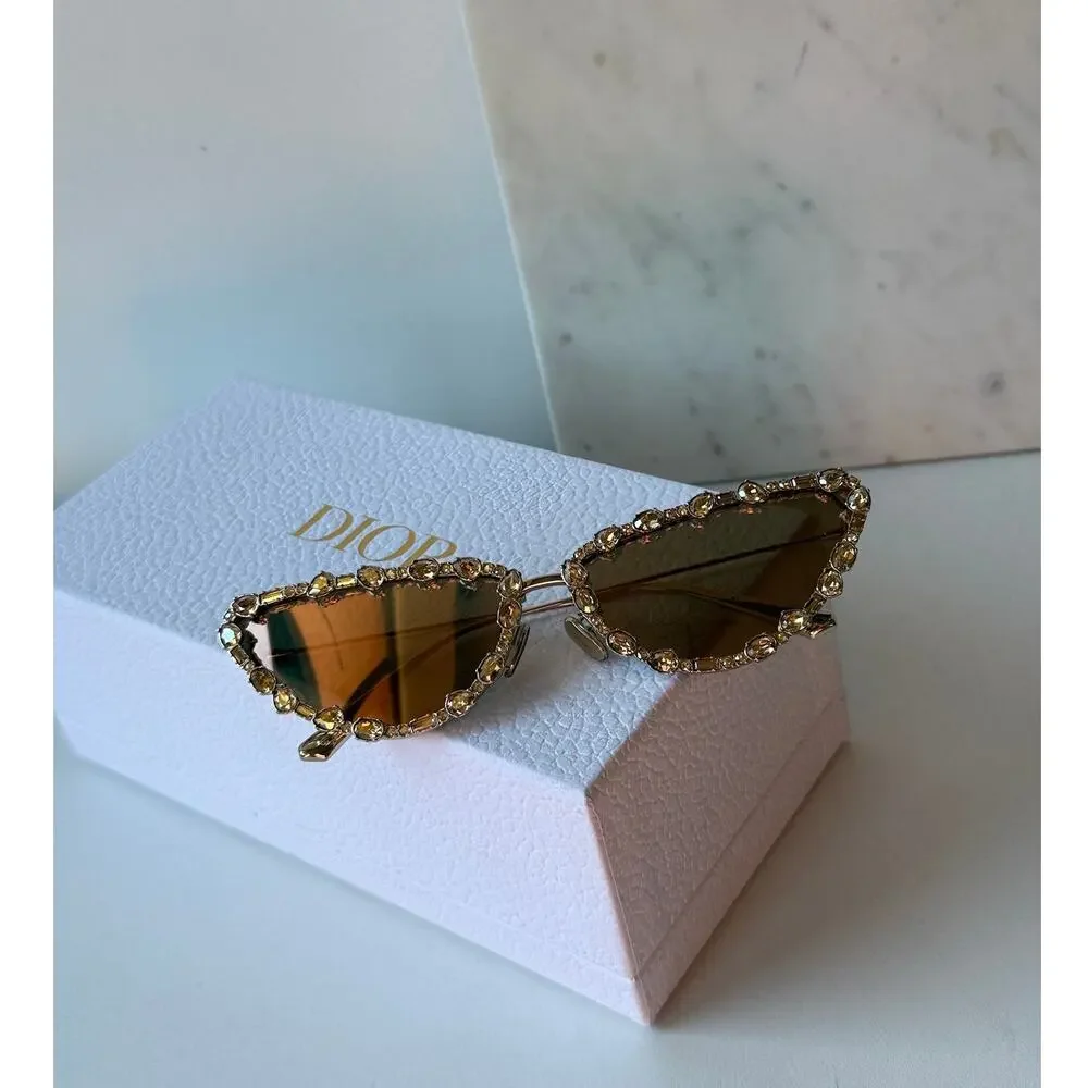 NEW Dior MissDior B1U Sunglasses in Gold Crystal Embellished